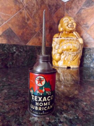 Vintage Texaco Home Lubricant Advertising Handy Oiler Tin Can Oil Can Texas Old