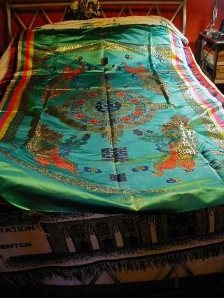 Vintage Silk Tapestry Peacock And Medallion Design 85 X 57