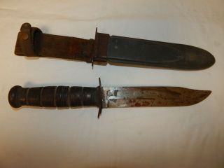 Us Ww2 Ka - Bar Kabar Usn Mk2 Fighting Knife W/ Scabbard 100
