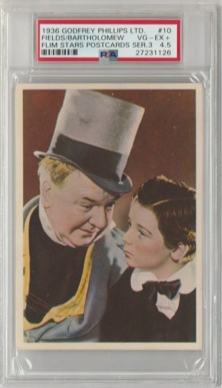 1935 Film Star Cigarette Postcard - W.  C.  Fields & Freddie Bartholomew Psa 4.  5