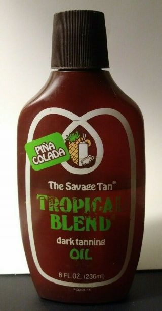 Vintage The Savage Tan Pinacolada Tropical Blend Dark Tanning Oil Partially