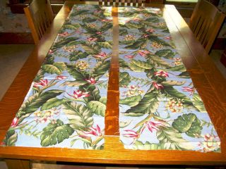 Textured Fabric Tropical Leaves Bird Of Paradise 2 Long Strips Trans Pacific