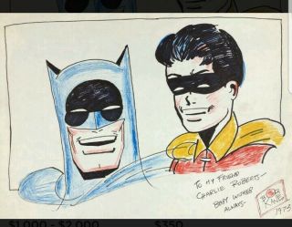 Bob Kane (1915 - 1998) Batman And Robin Mixed Media On Paper