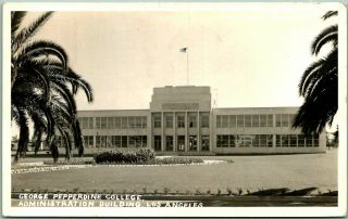 1939 Los Angeles Ca Rppc Photo Postcard George Pepperdine College Admin.  Bldg.