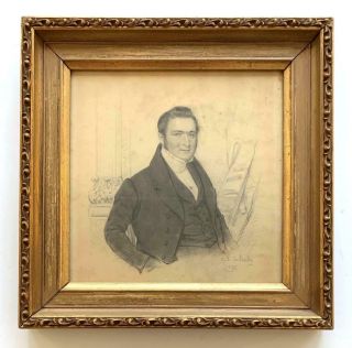 C.  S.  Le Bailly - Small/Miniature Drawing - Portrait of Gentleman,  circa 1835 2