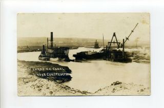 Cape Cod Canal Ma Mass Rppc Real Photo Postcard,  Construction,  Tugboat,  Machines