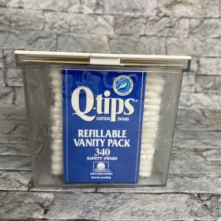 Vintage Q - Tip Cotton Swabs Refillable Vanity Pack Holder