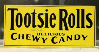 Tootsie Rolls Roll 20 " X 9 1/4 " Embossed Tin Metal Sign Store Advertising