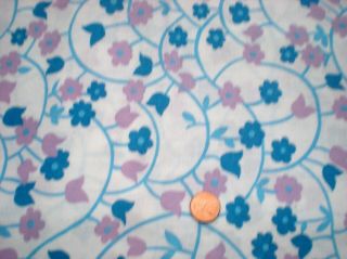 Floral Vtg Feedsack Quilt Sewing Doll Clothes Craft Fabric Blue Pink Navy