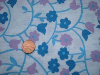 FLORAL Vtg FEEDSACK Quilt Sewing Doll Clothes Craft Fabric Blue Pink Navy 2