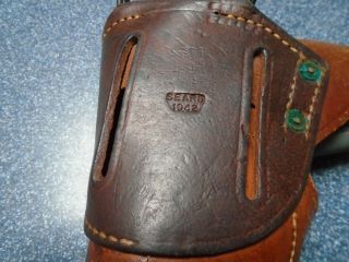 WW2 WWII M1916 Sears 1942 Colt 1911.  45 Leather Pistol Holster - EARLY WAR 3