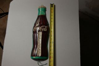 Vintage Coca Cola Old Tin Metal Robertson Coke Bottle Sign Thermometer