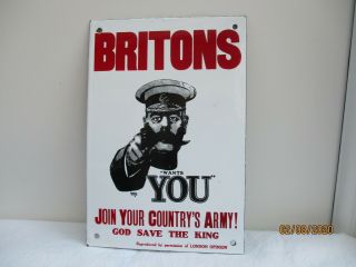 A Quality Vintage Britons Wants You Enamel Sign - 26 X 18 Cm - 489 Grams