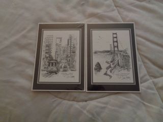 Sketches Don Davey San Francisco Golden Gate Bridge And California St.