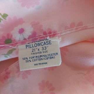 Vintage 1960s Pair Pink Floral Pillowcases Polyester/cotton Standard 20 " X 31 "