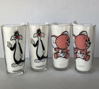 Set Of 4 Vtg Character Glass Tumblers Pepsi Collector Series Glasses 1973 / 1975