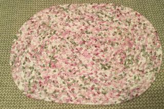 Rachel Ashwell Simply Shabby Chic Braided Cotton Placemat Pink/white/sage Oval