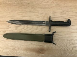 Authentic Bayonet For M1 Garand & 1903 Springfield Steel Flaming Bomb W Scabbard