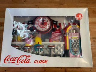 Vintage 1993 Coca Cola Horloge Ice Cream Soda Fountain Wall Clock Box