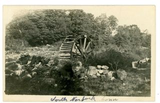 South Norfolk Conn Ct - Old Grist Mill Water Wheel - Rppc Postcard