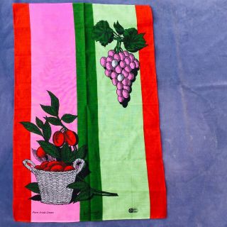 Bright Mid Century Modern Linen Kitchen Tea Towel Vintage Blackstaff Fruit Pink