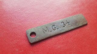 Wwii Ww2 German Schild Plate " M.  G.  34 "