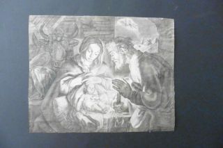 Dutch School 17thc - Religious Scene Circle Bloemaert - Charcoal - Ink Drawing