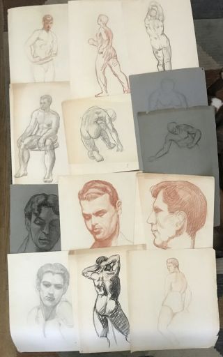 14 X Adele Watson (california Listed) Male Some Nude Sketches C 1930 