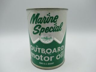 Marine Special Outboard Motor Oil Can Sae 30 Vtg 1 Quart Portland Or Empty