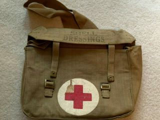 Wwii British Army Soldier’s Medical Dressing Canvas Medics Bag