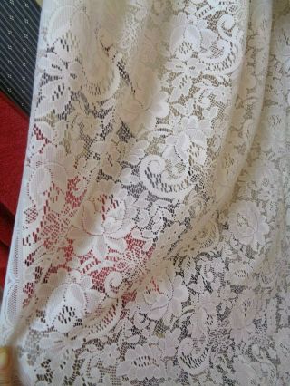 Vtg White Poly Floral Lacey Pair (2) Curtains For 1 Window 62 