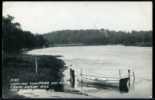 Real Photo Rppc Postcard View Of Ski Hill Fox River Grove Illinois 1950