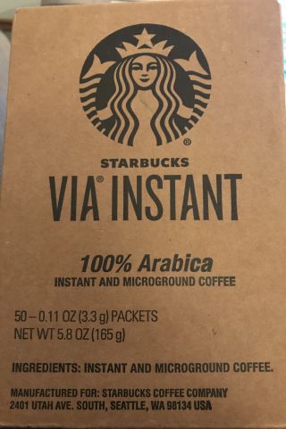 Starbucks Via Instant Pike Place Roast Medium Roast Coffee 1 Box 50 Packets