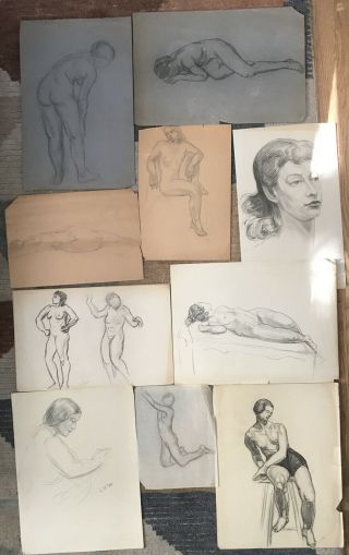 10 X Adele Watson (california Listed) Female Mostly Nude Sketches C 1930 