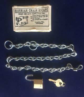 Vintage Magic Trick Adams’ Siberian Chain Escape Master Lock Classic Effect