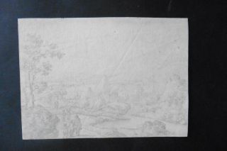 Dutch School 17thc - Animated Landscape By Pieter Molijn - Charcoal Drawing