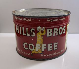 Vintage Hills Bros Coffee Regular Grind 1 Lb Keywind Nos
