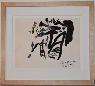 Listed American Artist Harry Paul Burlin,  Signed Abstract Ink Drawing,  1968