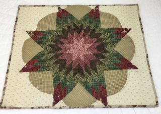 Patchwork Quilt Wall Hanging,  Star With Diamonds,  Floral Calico Prints,  Burgundy