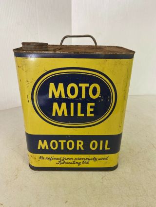 Vintage 2 Gallon Moto Mile Motor Oil Can