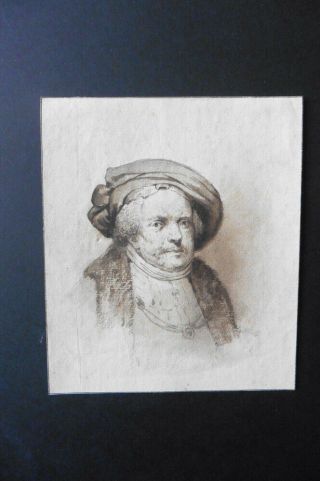 Dutch School 18thc - Portrait Of Rembrandt - Fine Ink Drawing