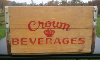 Vintage Wooden Crate Crown Beverages Crown Bottling Company Erie,  Pa.