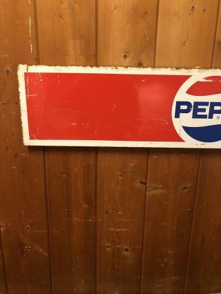 48” X 10” Vintage Pepsi Cola Gas Station Metal Sign Display Advertisement 1960s 3