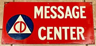 Wwii Cold War Fallout Shelter Civil Defense Metal Sign Message Center Jc Gury