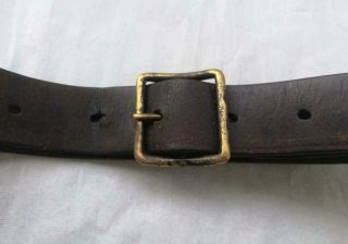 Wwii To Korean War Chinese Army Leather Belt With Open Frame Brass Buckle