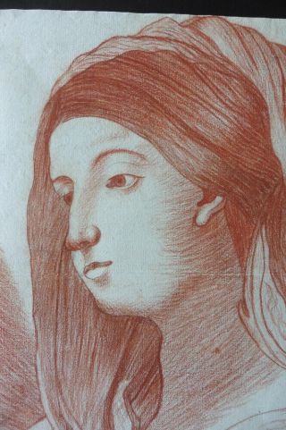 FRENCH SCHOOL CA.  1800 - FINE PORTRAIT OF A YOUNG WOMAN - RED CHALK DRAWING 2