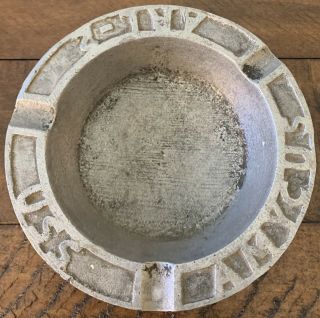 Vintage Wwii 1944 Metal Trench Art Ashtray Uss Amycus Us Navy Arl - 2