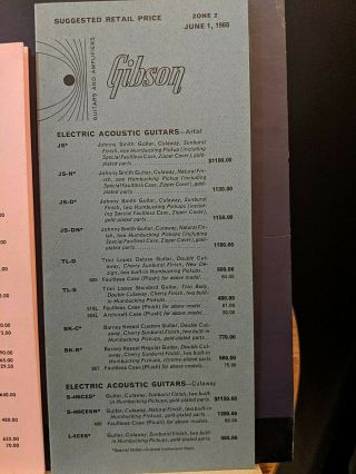 Gibson Musical Instrument Price List June 1st,  1968