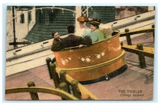 The Tickler Amusement Park Ride Coney Island Ny Luna Park Postcard B5