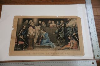 The Baptism Of Pocahontas Currier & Ives Lithograph C0361 G0401